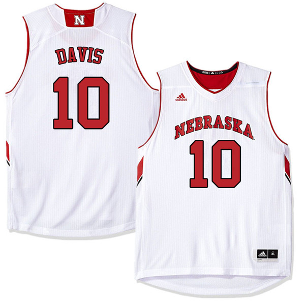 Men Nebraska Cornhuskers #10 Karrington Davis College Basketball Jerseys Sale-White